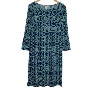 Laundry by Design Long Sleeve Midi Shift Dress Liquid Knit Stretch Size 8
